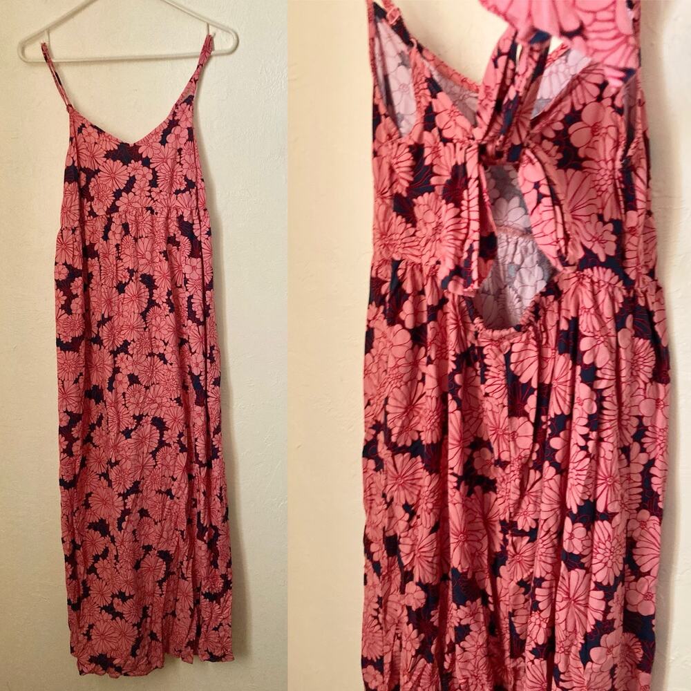Ingrid & Isabel Women's Maternity Dress Size S Pink Floral Sleeveless Tie Back